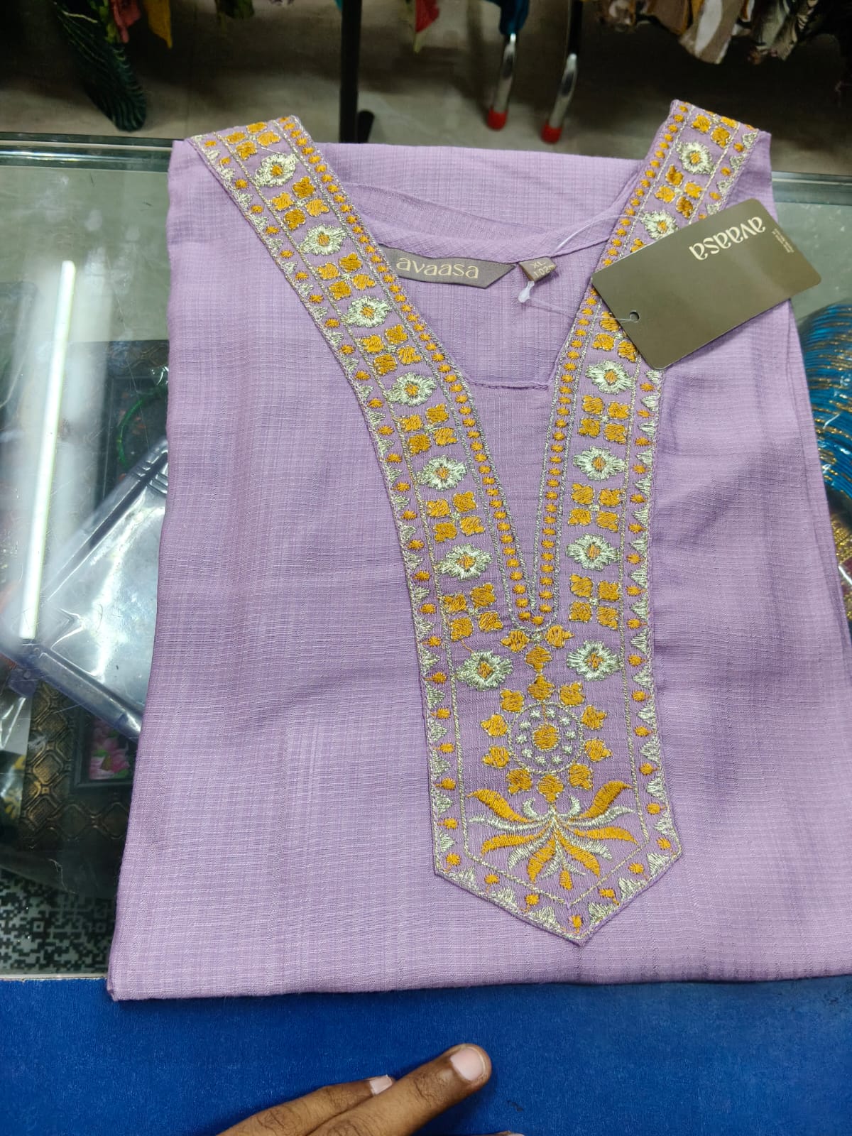 Avaasa Lavender Vetican Kurti with Embroidery – S to XXL