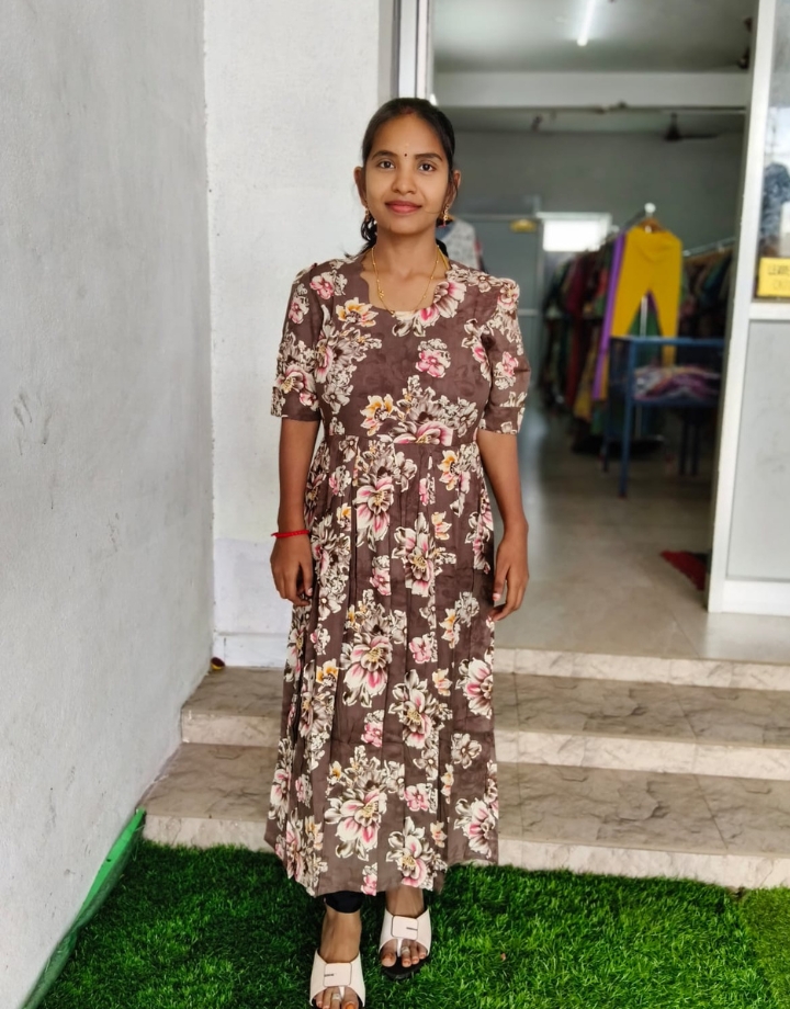 Rayon Foil Umbrella Maxi Dress for Women – Floral Print