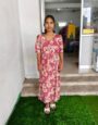 Rayon Foil Printed Umbrella Maxi Dress for Women | Floral Design