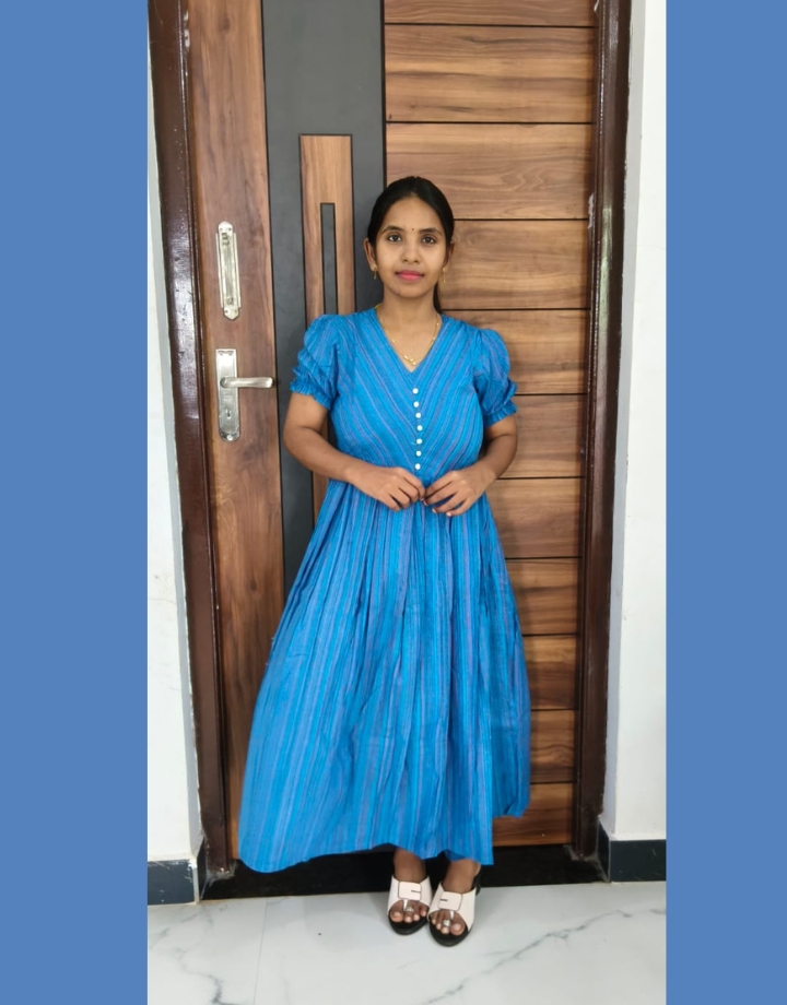 Blue Kathi Cotton Maxi Dress | Comfortable Everyday Wear