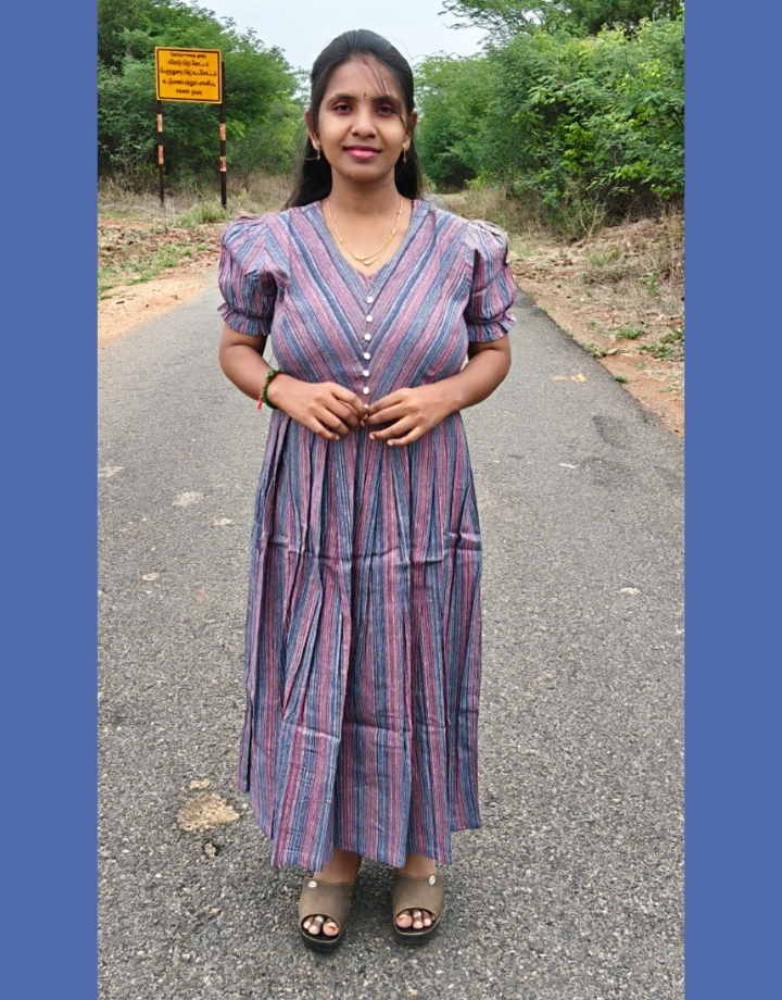 Women’s Puff Sleeve Kathi Cotton Maxi – Everyday Casual Long Dress
