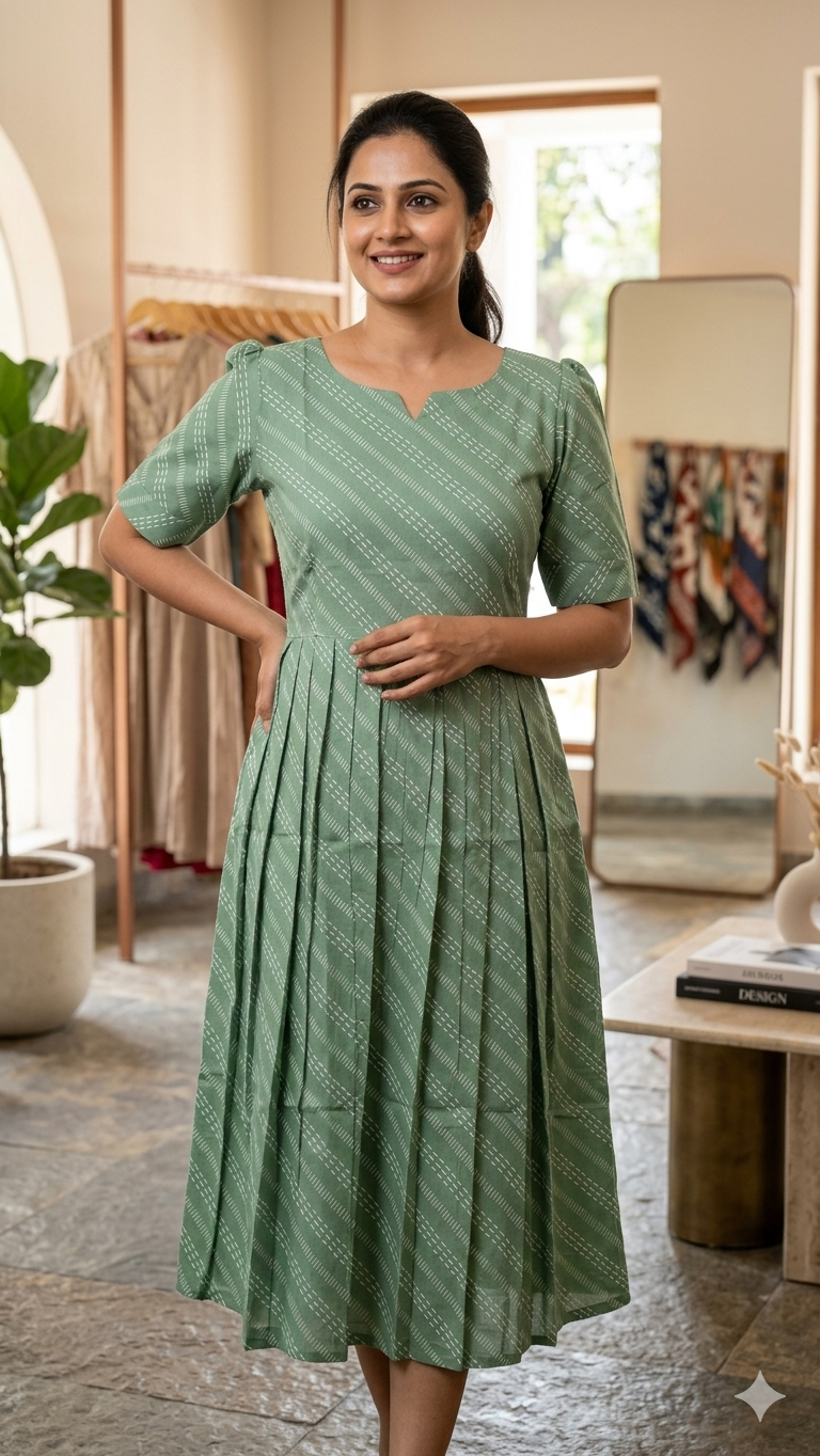 Elegant Pleated Rayon Maxis